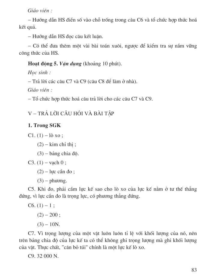 Bài 10: Lực kế – Phép đo lực. Trọng lượng và khối lượng